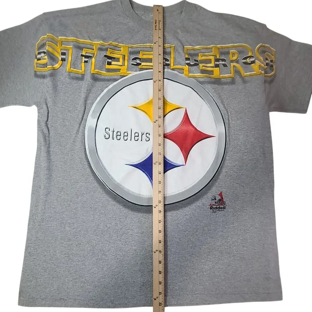 RIDDELL Pittsburgh Steelers Shirt Adult 3XL Gray Short Sleeve NFL Football 1998